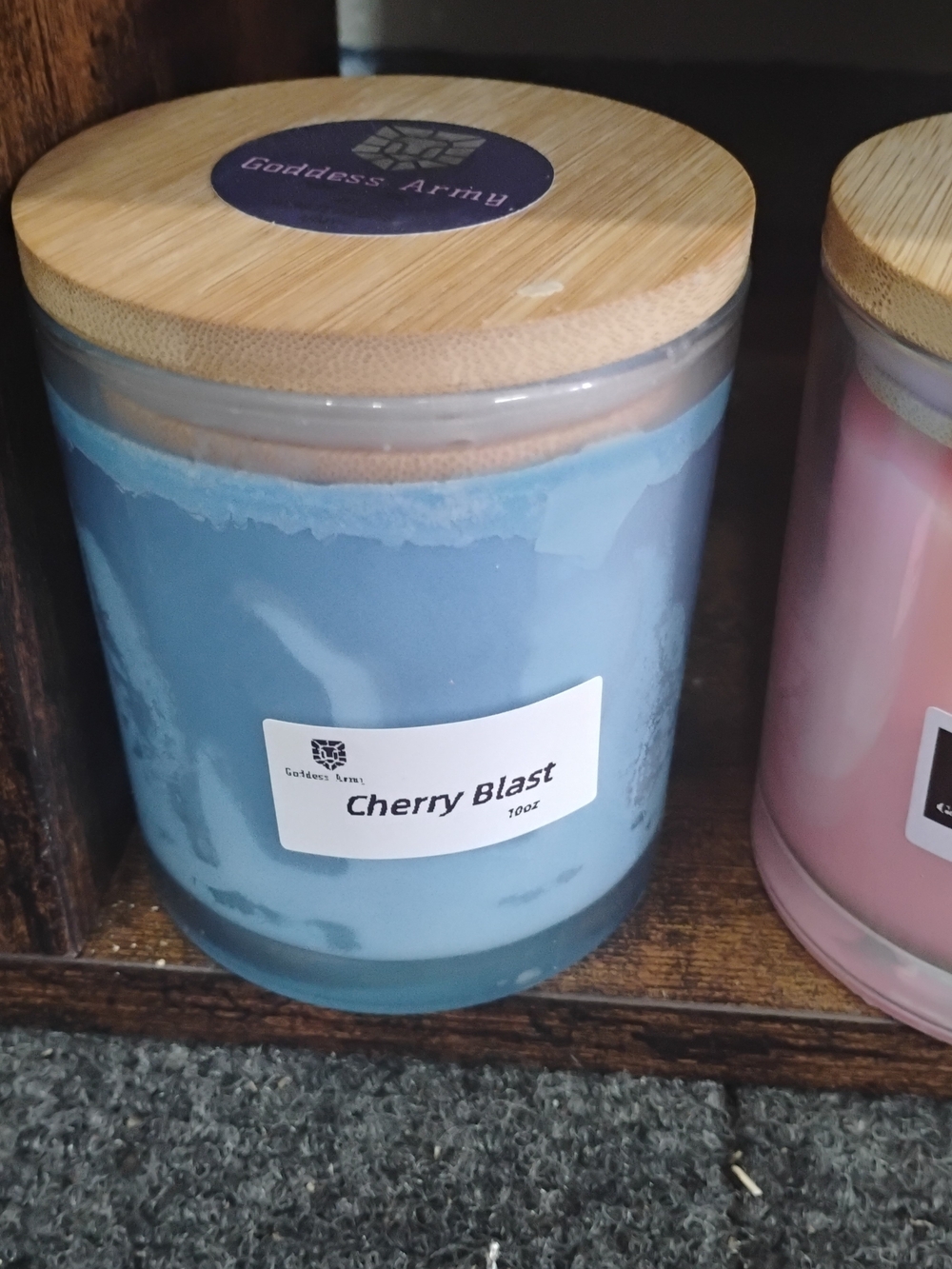 Goddess Blue 'Cherry Blast' Scented Candle with Bamboo Lid